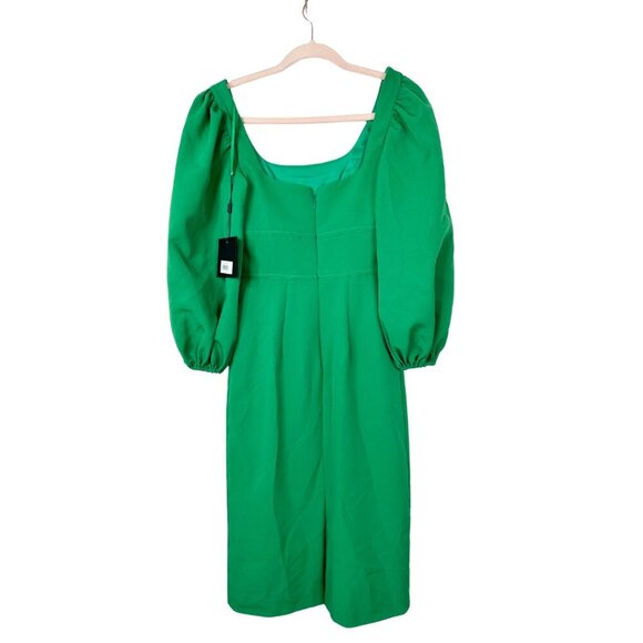 NWT Mac Duggal Square Neck Balloon Sleeve Mini Dress Green 2 Emerald #7974 - Picture 3 of 6